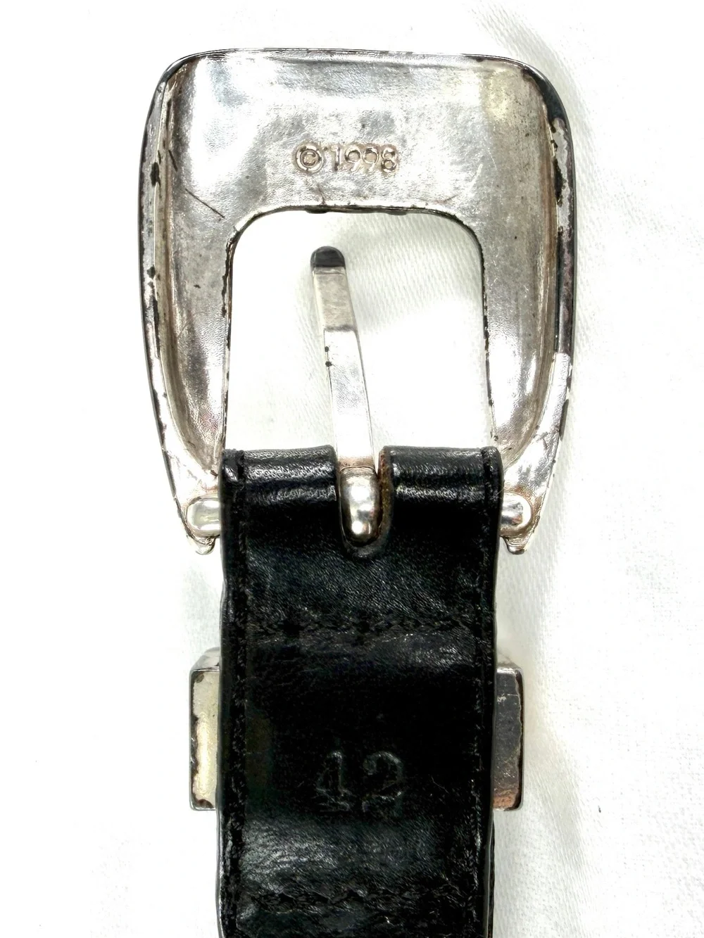 Vintage 2 Onyx Brighton Men Size 42 Black Brown Leather Belt Golf 1998 Y2K